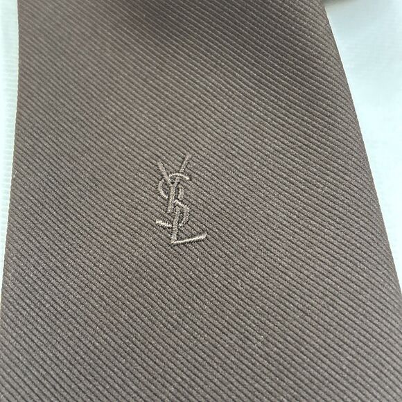Men’s Vintage Yves Saint Laurent Neck Tie YSL Solid Brown - Picture 1 of 6